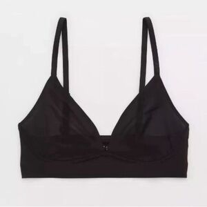 Aerie | Black SMOOTHEZ Mesh Sheer Lightweight Lounge Bralette | XS